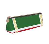 SDFHU Estuche ligero y espacioso con diseño de bandera de la República de Chechenia, gran capacidad, triángulo con cremallera, para herramientas de escritura