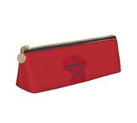 SDFHU Estuche ligero y espacioso con diseño de bandera de Marruecos, gran capacidad, triángulo con cremallera, para herramientas de escritura, White, Talla única