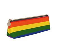 SDFHU Estuche ligero y espacioso con estampado de bandera de arco iris, gran capacidad, triángulo con cremallera para herramientas de escritura, Blanco, One Size