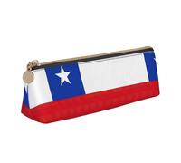 SDFHU Estuche ligero y espacioso con estampado de bandera de Chile, gran capacidad, triangular, con cremallera, para herramientas de escritura, White, Talla única