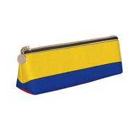 SDFHU Estuche ligero y espacioso con estampado de bandera de Colombia, gran capacidad, triángulo con cremallera, para herramientas de escritura, Blanco, One Size