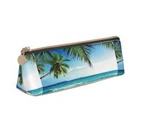 SDFHU Estuche ligero y espacioso con estampado de palmeras tropicales de Hawaii Beach, gran capacidad, triangular, con cremallera, para herramientas de escritura, Blanco, One Size