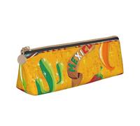 SDFHU Estuche ligero y espacioso con estampado de sombrero de cactus y chile, gran capacidad, triangular, con cremallera, para herramientas de escritura, Blanco, One Size