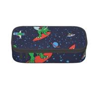 SDFHU Estuche multifuncional con diseño de cohete de astronauta, dinosaurio, cohete, bolsa de almacenamiento de artículos de papelería, suministros de cosméticos, para adultos