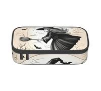 SDFHU Estuche multifuncional con estampado de bruja voladora de Halloween, bolsa de almacenamiento de artículos de cosméticos, para adultos