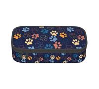 SDFHU Estuche multifuncional con estampado de huellas de perro, bolsa de almacenamiento de artículos de cosméticos, para adultos, Black, Talla única