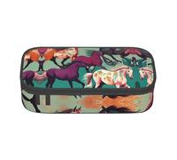 SDFHU Estuche multifuncional con estampado de varios tipos de caballos, bolsa de almacenamiento de artículos de papelería y cosméticos, para adultos