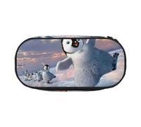 SDFHU Estuche para lápices con estampado de pingüino feliz, herramienta de papelería, suministros de oficina, accesorio unisex adecuado para cualquier ocasión, Negro, One Size, Lindo