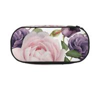 SDFHU Estuche para lápices con estampado de rosas rosas, herramientas de papelería, suministros de oficina, accesorio unisex adecuado para cualquier ocasión, negro, talla única, lindo, Black, Talla