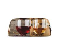 SDFHU Estuche para lápices con estampado de vino tinto y uvas para adultos, versátil, con cremallera, multifuncional, con cremallera, Silver, Talla única