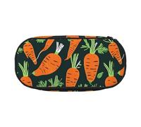 SDFHU Estuche para lápices con estampado de zanahoria feliz sin costuras, herramienta de papelería, suministros de oficina, accesorio unisex adecuado para cualquier ocasión, negro, talla única, lindo