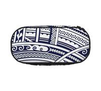 SDFHU Estuche para lápices con estampado tribal maorí polinesio azul para artículos de papelería, suministros de oficina, accesorio unisex adecuado para cualquier ocasión, Negro, One Size, Lindo