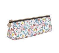 SDFHU Estuche romántico con estampado de pájaros y mariposas, ligero y espacioso, gran capacidad, triángulo con cremallera, para herramientas de escritura, White, Talla única