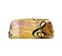SDFHU Estuche versátil con cremallera multifuncional con cremallera para adultos, con diseño de piano, violín, notas musicales, Silver, Talla única