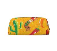 SDFHU Estuche versátil con estampado de sombrero de cactus y chile para adultos, versátil, con cremallera, multifuncional, con cremallera, Gold, Talla única
