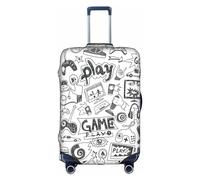 Sdfhu Funda de equipaje de viaje con estampado de videojuegos para niños, lavable, antiarañazos, protector de maleta para vacaciones, Blanco, S