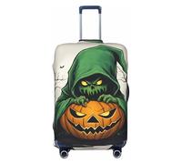 SDFHU Funda para maleta con diseño de calabaza de Halloween con fantasmas verdes, protector de equipaje personalizado, elástico, lavable, para equipo de viaje, Negro -, M