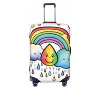 SDFHU Funda para maleta, diseño de gotas de lluvia, con diseño de nubes de arco iris, protector de equipaje, elástico, lavable, para equipo de viaje, Negro -, M