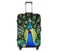 SDFHU Funda protectora de equipaje personalizada con estampado de pavo real, elástica, lavable, para equipaje, para equipo de viaje, Negro -, M