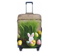 SDFHU Fundas de maleta con estampado de madera de conejo de Pascua con estampado de huevo de Pascua, protector de equipaje, elástico, lavable, funda de equipo de viaje, Negro -, XL
