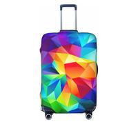SDFHU Fundas para maleta, con estampado geométrico de arcoíris, protector de equipaje, elástico, lavable, funda para equipo de viaje, Negro -, S