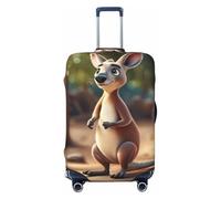 SDFHU Fundas para maletas con estampado de caricaturas divertidas con diseño de canguro zoológico, protector de equipaje, elástico, lavable, para equipaje, 2 unidades, Negro -, L