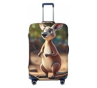 SDFHU Fundas para maletas con estampado de caricaturas divertidas con diseño de canguro zoológico, protector de equipaje, elástico, lavable, para equipaje, 2 unidades, Negro -, XL