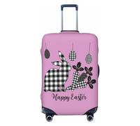 SDFHU Fundas para maletas con estampado de Pascua con texto en inglés "Happy Easter", protector de equipaje, elástico y lavable, Negro -, L