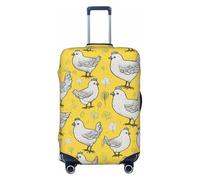 SDFHU Fundas para maletas con estampado de pollo, protector de equipaje, elástico, lavable, color amarillo, Negro -, XL
