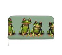 SDFHU Funny Green Frogs 1 - Cartera para mujer con estampado de ranas verdes, a la moda, para viajes, de 7.9 x 3.9 pulgadas, casual, regalo para mujer, Negro -, Talla única, Arte