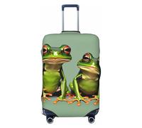 SDFHU Funny Green Frogs 1 - Funda para maleta, protector de equipaje personalizado, elástico, lavable, funda para equipo de viaje, Negro -, L