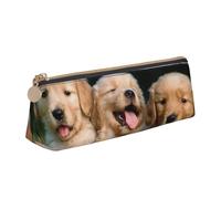 SDFHU Golden Retriever - Estuche ligero y espacioso con diseño de perros, cachorros, mascotas, gran capacidad, triángulo con cremallera para herramientas de escritura, White, Talla única