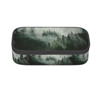 SDFHU Green Tree - Estuche multifuncional con estampado de paisaje brumoso, bolsa de almacenamiento de artículos de papelería, artículos de cosméticos para adultos, Black, Talla única