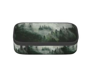 SDFHU Green Tree - Estuche multifuncional con estampado de paisaje brumoso, bolsa de almacenamiento de artículos de papelería, artículos de cosméticos para adultos