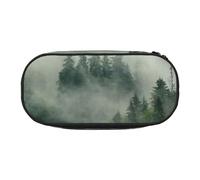 SDFHU Green Tree - Estuche para lápices con diseño de paisaje brumoso, herramientas de papelería, suministros de oficina, accesorio unisex adecuado para cualquier ocasión, Negro, One Size, Lindo