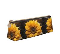SDFHU Hermoso estuche con estampado de girasol 4, ligero, espacioso, triángulo de gran capacidad, con cremallera, para herramientas de escritura, Blanco, One Size