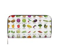 SDFHU Introducción de varias verduras con estampado de verduras para mujer, cartera moderna para viajes, 7.9 x 3.9 pulgadas, casual, regalo para mujer, Negro -, Talla única, Arte
