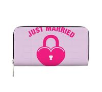 SDFHU Just married - Cartera de mano para mujer, diseño moderno, ideal para viajes, de 7.9 x 3.9 pulgadas, casual, regalo para mujer, Negro -, Talla única, Arte
