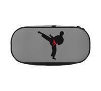 SDFHU Karate Boy - Estuche con cinturón intercambiable con estampado a color, herramienta de papelería, suministros de oficina, accesorio unisex adecuado para cualquier ocasión, negro, talla única