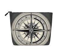 SDFHU Law of the Compass Navigation 1 - Neceser impreso para mujer, bolsa de maquillaje de una sola capa, artículos esenciales de viaje, cosméticos con cremallera, Negro -, Talla única