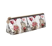 SDFHU Love Paris Tower café vino perfume bicicleta corazón impreso ligero espacioso estuche triángulo de gran capacidad con cremallera herramientas de escritura, blanco, talla única, Blanco, Jeden