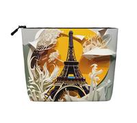 SDFHU Neceser con estampado de la Torre Eiffel de París para mujer, bolsa de maquillaje de una sola capa, artículos esenciales de viaje, cosméticos con cremallera, Negro -, Talla única
