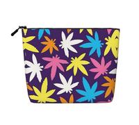 SDFHU Neceser con estampado de malas hierbas y colores brillantes para mujer, bolsa de maquillaje de una sola capa, artículos esenciales de viaje, cosméticos con cremallera, Negro -, Talla única
