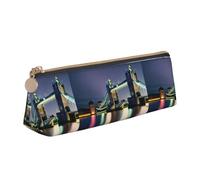 SDFHU Night London Tower Bridge - Estuche ligero y espacioso con cremallera triangular de gran capacidad para herramientas de escritura, White, Talla única