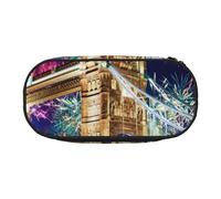 SDFHU Night London Tower Bridge - Estuche para lápices, herramientas de papelería, suministros de oficina, accesorio unisex, adecuado para cualquier ocasión, negro, talla única, lindo, Black, Talla