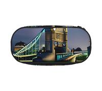 SDFHU Night London Tower Bridge - Estuche para lápices, herramientas de papelería, suministros de oficina, accesorio unisex, adecuado para cualquier ocasión, negro, talla única, lindo, Black, Talla