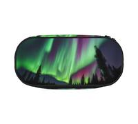 SDFHU Northern Lights - Estuche para lápices con impresión de pintura de luces boreales, herramienta de papelería, suministros de oficina, accesorio unisex, adecuado para cualquier ocasión, negro