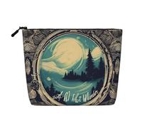 SDFHU Not All Who Wander Are Lost 1 - Neceser impreso para mujer, bolsa de maquillaje de una sola capa, artículos esenciales de viaje, cosméticos con cremallera, Negro -, Talla única