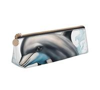 SDFHU Ocean Dolphin Looking at You - Estuche ligero y espacioso con cremallera triangular de gran capacidad para herramientas de escritura, White, Talla única