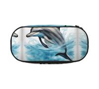 SDFHU Ocean Dolphin Looking at You - Estuche para lápices impreso, herramientas de papelería, suministros de oficina, accesorio unisex adecuado para cualquier ocasión, negro, talla única, lindo, Black
